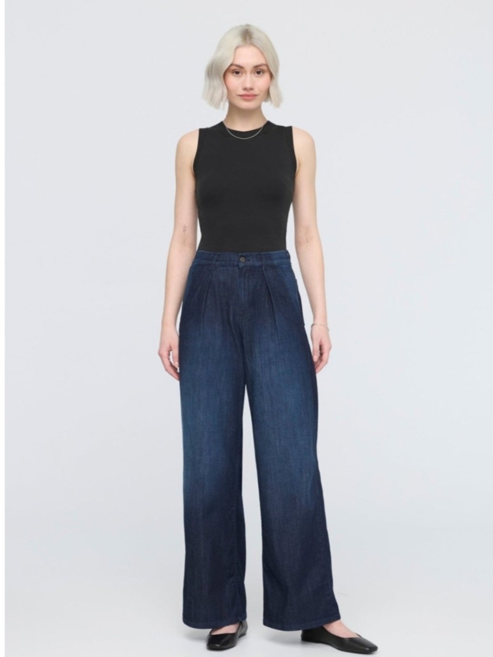 DU/ER NWT Performance Denim Lite Pleated Wide Leg Jeans 29x33 Contemporary